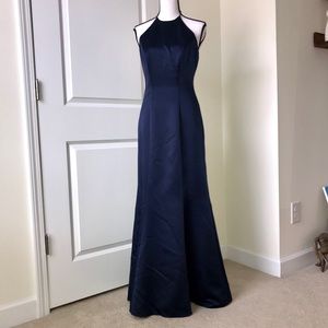 Dark Navy Formal Gown Halter Neck
